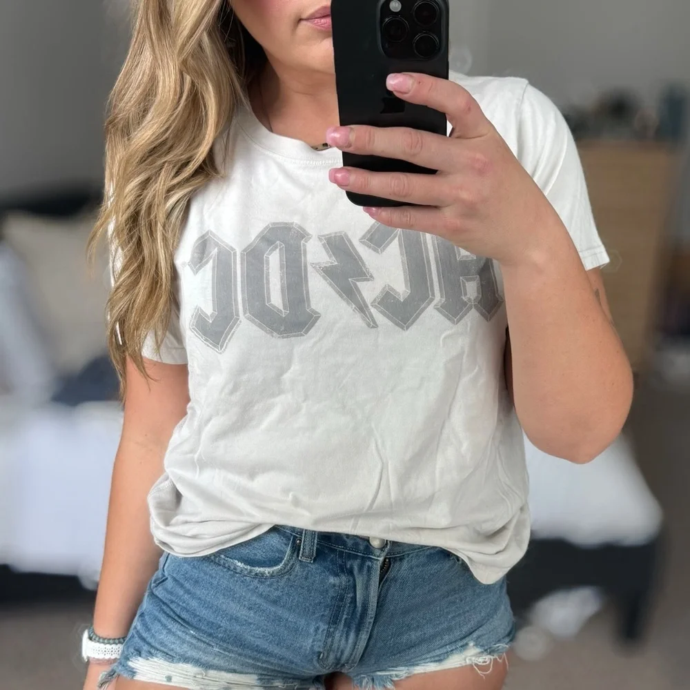 Abercrombie & Fitch AC/DC Cream Tee - Picture 5 of 6